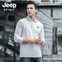 JEEP/吉普2019秋季新款男士简约翻领百搭休闲长袖T恤打底衫上衣FSM