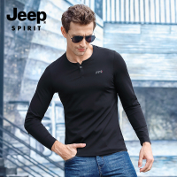 JEEP/吉普男士秋季新款时尚简约百搭休闲V领长袖套头打底上衣FSM