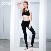 OOK瑜伽服套装运动内衣女士跑步背心式文胸弹力健身裤紧身踩脚瑜伽长裤两件套
