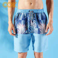 OOK深海湛蓝大码时尚宽松男士五分沙滩裤游泳裤