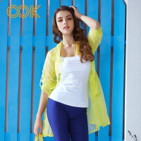 OOK嫩黄色轻薄沙滩防晒比基尼罩衫长袖连帽外套防晒衣