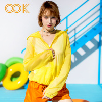 OOK黄色比基尼游泳衣罩衫海边度假连帽防晒衣