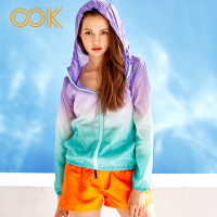 OOK紫绿色情侣薄款透气连帽防晒衣空调衫罩衫