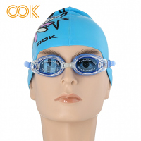 OOK蓝色防水防雾高清平光近视游泳镜男女