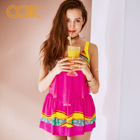 OOK遮肚显瘦大码保守裙式连体舒适女士泳衣