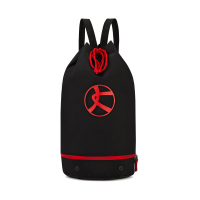 狂迷网兜抽绳黑红圆桶束口运动训练大容量背包