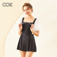 OOK 连体裙式女士保守遮肚显瘦游泳衣大胸聚拢温泉性感大码泳装新款