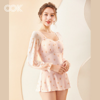 OOK 连体裙式女士保守遮肚显瘦游泳衣大胸聚拢温泉性感大码泳装新款