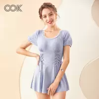 OOK 连体裙式女士保守遮肚显瘦游泳衣大胸聚拢温泉性感大码泳装新款