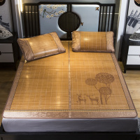 凉席可折叠雕花冰竹席席面印花竹席双面竹凉席