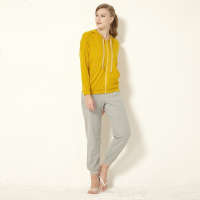 雪仙丽运动家居服女春秋季长袖纯色莫代尔起居服套装连帽休闲带帽