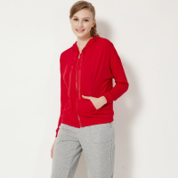 女款休闲开襟拉链长袖长裤家居套装