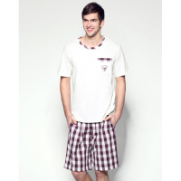 雪仙丽男士睡衣夏短袖休闲睡衣家居服男士睡衣夏短袖套装