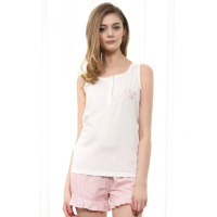 雪仙丽女士睡衣夏背心短裤俏皮波点睡衣夏季家居服套装女士睡衣