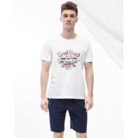 雪仙丽男士睡衣夏短袖圆领休闲睡衣家居服男士T恤百搭单件上衣