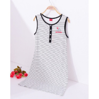 雪仙丽女士睡衣夏条纹休闲睡衣家居服女士睡衣夏女士睡裙