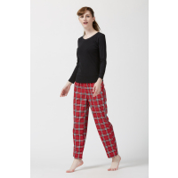 雪仙丽女士睡衣舒适透气精致V领秋冬长袖保暖内衣单件上衣