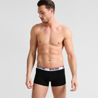 Moschino Underwear莫斯奇诺男士棉质弹力平角内裤黑色四角一条装