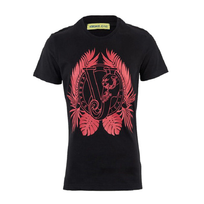 Versace/范思哲男装VJ LOGO男士个性印花短袖圆领T恤【官网可验】
