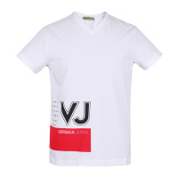 Versace/范思哲男装VJ LOGO男士短袖休闲运动V领T恤【官网可验】