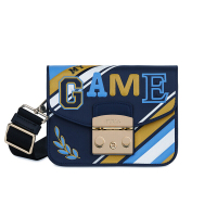 FURLA 芙拉 女士 牛皮革 织物蓝色+混色 METROPOLIS MESSAGE系列 迷你 斜挎单肩包 977974