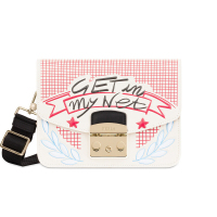 FURLA 芙拉 女士 牛皮革 织物白色+混色 METROPOLIS MESSAGE系列 S号 斜挎单肩包 977976