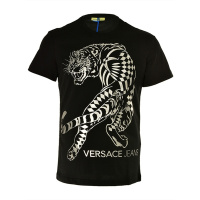 Versace/范思哲VJ LOGO男士烫银印花老虎短袖圆领T恤【官方验货】