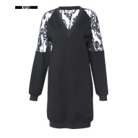 MCQ ALEXANDER MCQUEEN欧美潮牌 女士镂空花朵图案拼接卫衣连衣裙