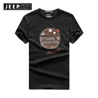 JEEP/吉普2019夏季短袖t恤男士青年印花时尚新款圆领弹力体恤