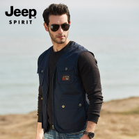 JEEP/吉普新款春秋休闲马甲男多口袋男士马夹大码坎肩钓鱼背心无袖外套