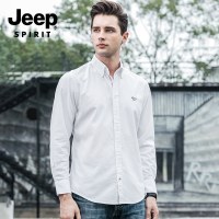 JEEP吉普衬衫男长袖春款纯棉韩版港风潮牌青年商务休闲白衬衣男装