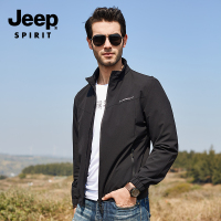 JEEP吉普夹克男2019春季薄款男士外套商务休闲时尚立领男装茄克衫