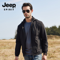 jeep夹克男春秋季立领薄款宽松大码弹力户外防风速干工装外套
