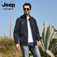 JEEP/吉普春秋季新款男士外套连帽夹克男青年休闲宽松上衣男装