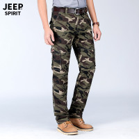 JEEP吉普休闲裤男裤子春夏季薄款宽松直筒中年迷彩多口袋男加肥裤