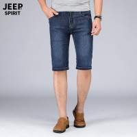 JEEP吉普夏季男士宽松大码牛仔五分裤短裤2019新款中腰牛仔短裤
