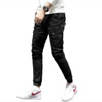 吉普盾2019夏季休闲裤男韩版潮流哈伦裤青年修身小脚裤工装多袋长裤子