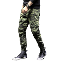 吉普盾男士休闲裤2019潮牌哈伦裤青年休闲迷彩裤春夏季新款修身中腰小脚裤