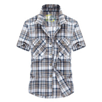 吉普盾2019新款男士短袖衬衫夏季衬衣薄款休闲大码宽松半袖上衣