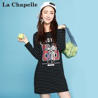 拉夏贝尔puella春季女装新时尚甜美圆领长袖印花连衣裙女20300020