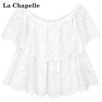 拉夏贝尔puella夏季新款甜美时尚显瘦一字领荷叶边衬衫上衣女20010019