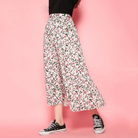 拉夏贝尔夏季新款半身裙女款Puella复古时尚显瘦中长款蕾丝拼接印花半身裙女20010339