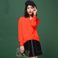 拉夏贝尔夏季新款莫丽菲尔2019宽松显瘦休闲v领雪纺衬衫女70007405