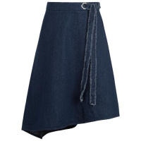 拉夏贝尔LaBabite夏季半身裙新款深色修身高腰款显瘦系带牛仔半身裙中长款女60005744