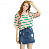 拉夏贝尔夏季新款半身裙女装LaBabite夏季女装新款时尚侧织带a字裙破洞牛仔裙半身裙百搭短裙子60005743