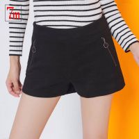 【福利款】7M莫丽菲尔时尚潮流冬季新款拉链口袋加厚毛呢休闲显瘦纯色短裤女70006711