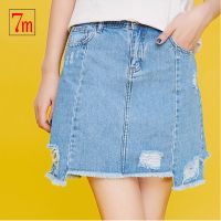 7M莫丽菲尔夏季新款韩版时尚休闲气质破洞不对称牛仔短裙学院风女70007650