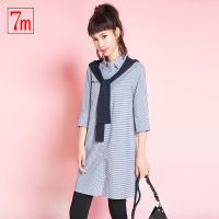 7M衬衫女夏季新款韩版条纹宽松披肩海军bf风中长款衬衫女70008741