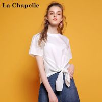 拉夏贝尔puella夏季新款时尚百搭宽松甜美短袖圆领衬衫女20009878