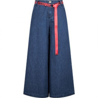 拉贝缇春季牛仔高腰宽松时尚休闲百搭阔腿喇叭裤复古欧美牛仔裤女60005761